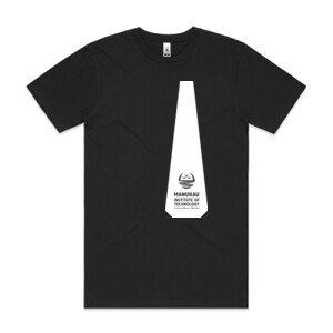 Unisex black tee with white tie - Mens Block T shirt